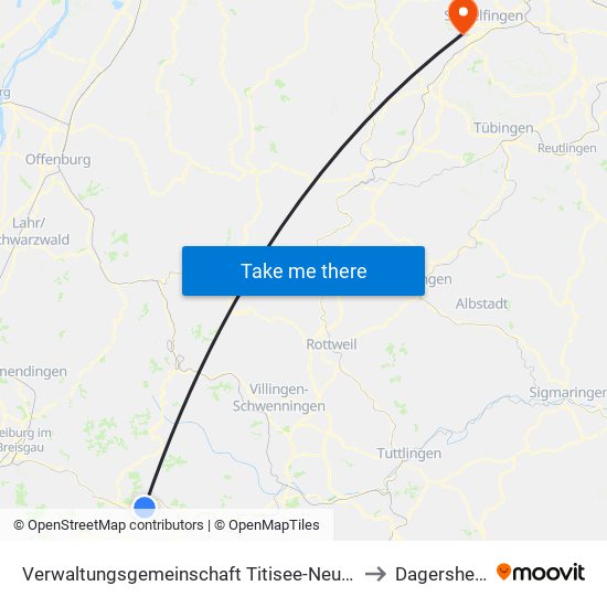 Verwaltungsgemeinschaft Titisee-Neustadt to Dagersheim map