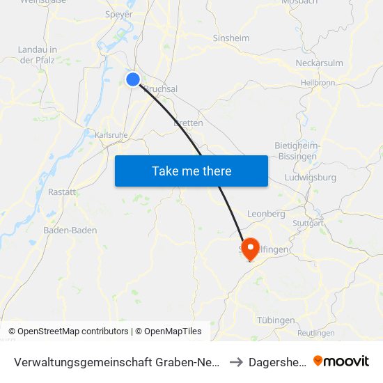 Verwaltungsgemeinschaft Graben-Neudorf to Dagersheim map