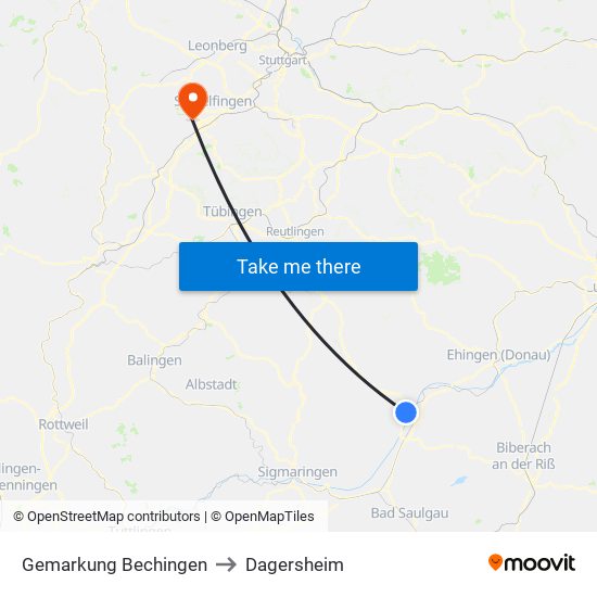 Gemarkung Bechingen to Dagersheim map