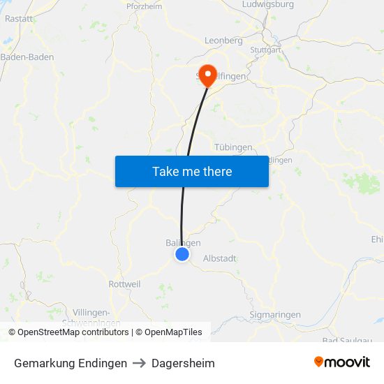 Gemarkung Endingen to Dagersheim map