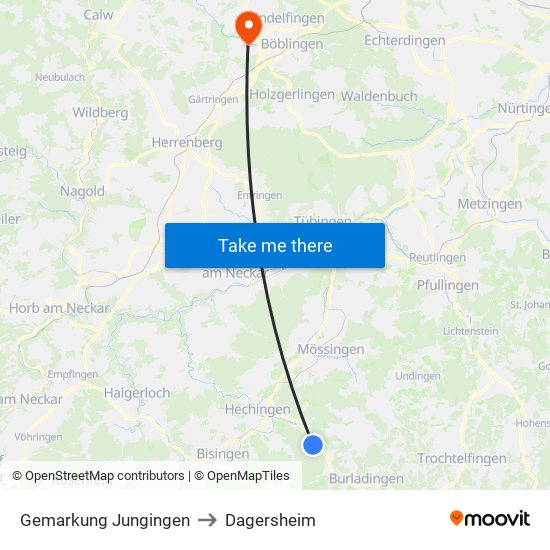 Gemarkung Jungingen to Dagersheim map