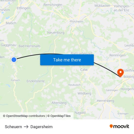 Scheuern to Dagersheim map