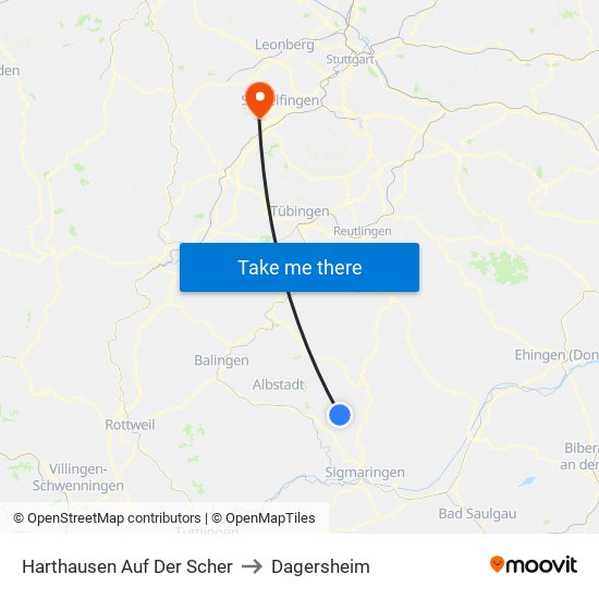 Harthausen Auf Der Scher to Dagersheim map