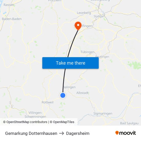 Gemarkung Dotternhausen to Dagersheim map