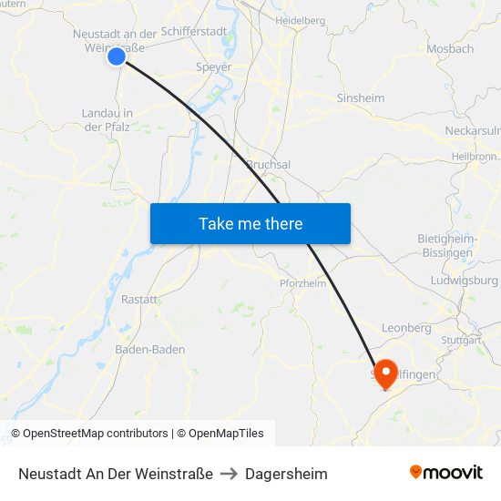 Neustadt An Der Weinstraße to Dagersheim map