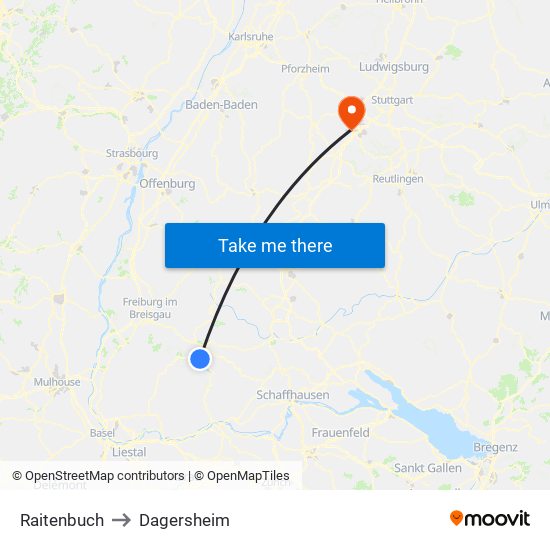 Raitenbuch to Dagersheim map