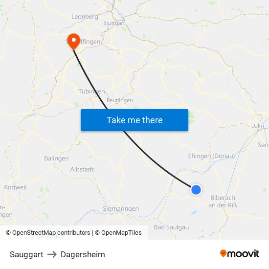 Sauggart to Dagersheim map