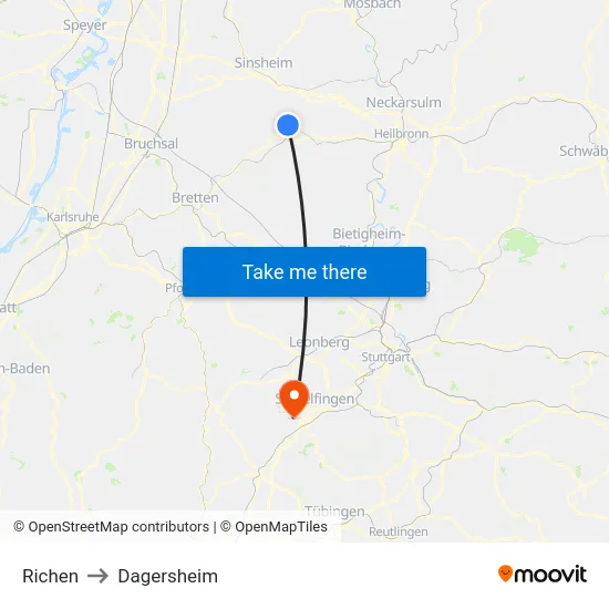 Richen to Dagersheim map