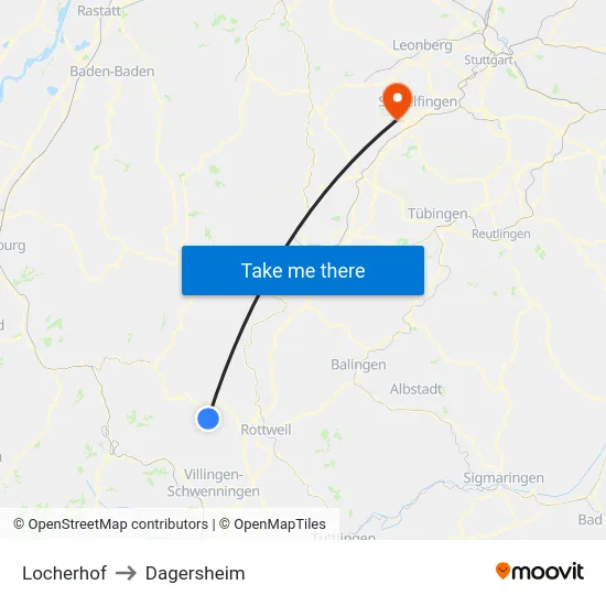 Locherhof to Dagersheim map