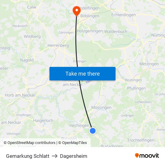 Gemarkung Schlatt to Dagersheim map