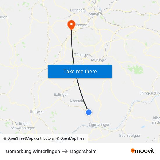 Gemarkung Winterlingen to Dagersheim map