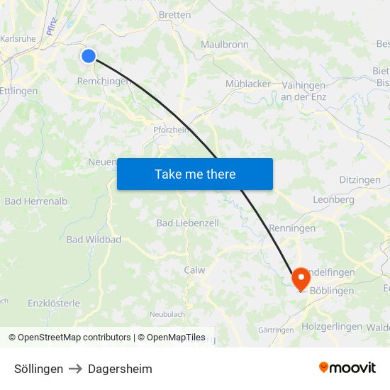 Söllingen to Dagersheim map