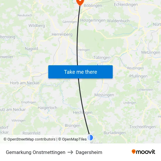 Gemarkung Onstmettingen to Dagersheim map