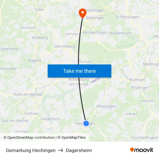 Gemarkung Hechingen to Dagersheim map