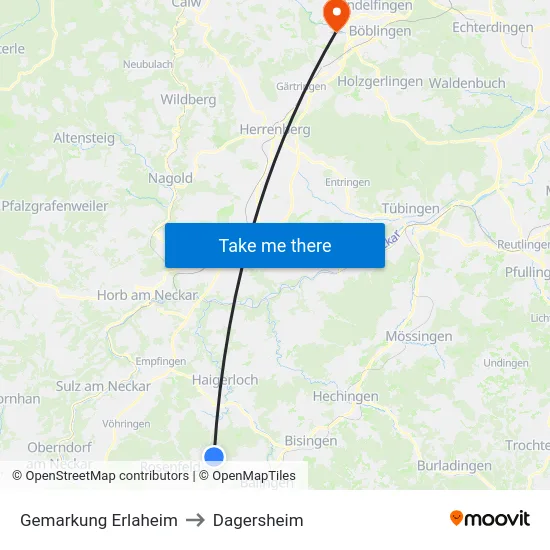 Gemarkung Erlaheim to Dagersheim map