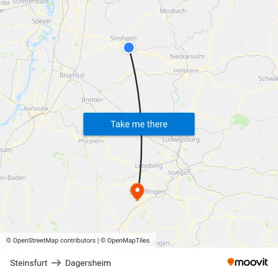 Steinsfurt to Dagersheim map