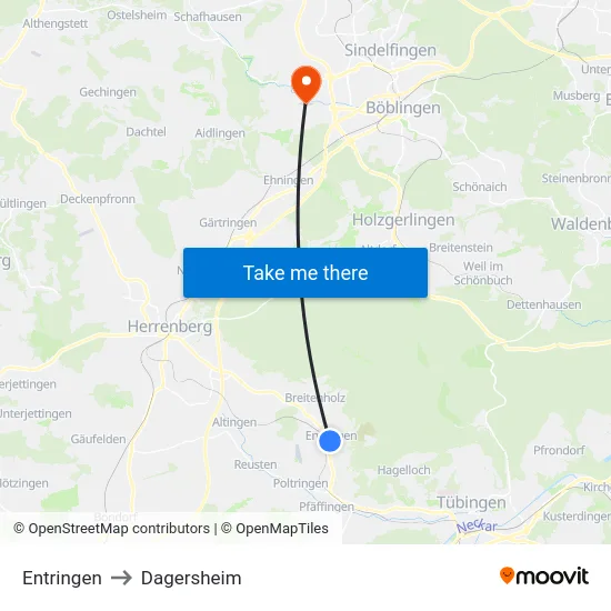 Entringen to Dagersheim map