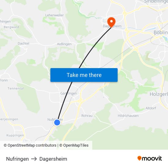 Nufringen to Dagersheim map