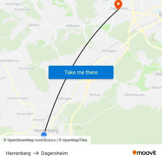 Herrenberg to Dagersheim map