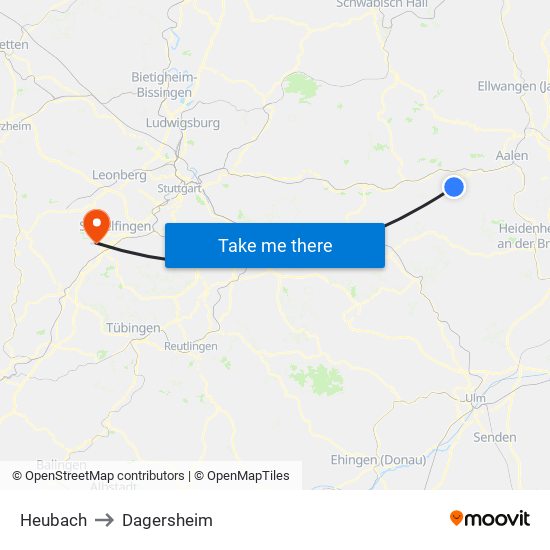Heubach to Dagersheim map