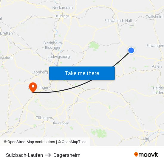 Sulzbach-Laufen to Dagersheim map