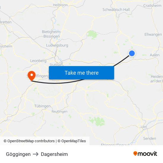 Göggingen to Dagersheim map