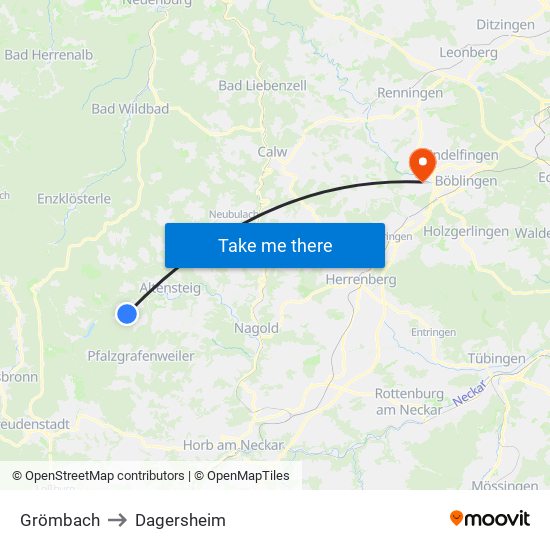 Grömbach to Dagersheim map