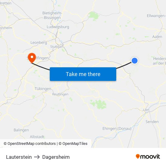 Lauterstein to Dagersheim map