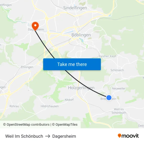 Weil Im Schönbuch to Dagersheim map