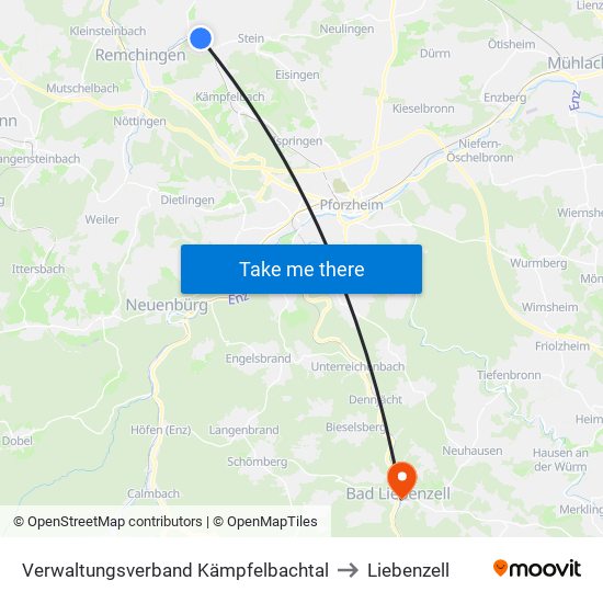 Verwaltungsverband Kämpfelbachtal to Liebenzell map