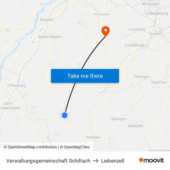 Verwaltungsgemeinschaft Schiltach to Liebenzell map