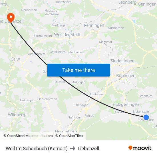 Weil Im Schönbuch (Kernort) to Liebenzell map