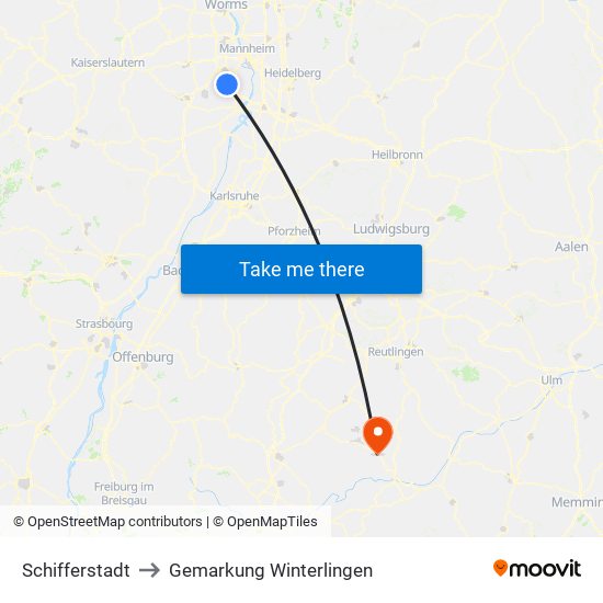 Schifferstadt to Gemarkung Winterlingen map