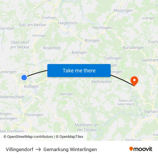 Villingendorf to Gemarkung Winterlingen map