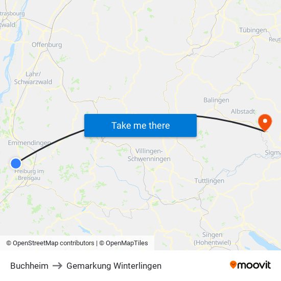 Buchheim to Gemarkung Winterlingen map