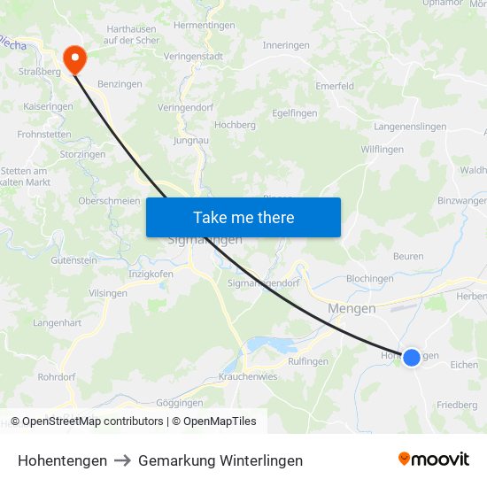 Hohentengen to Gemarkung Winterlingen map