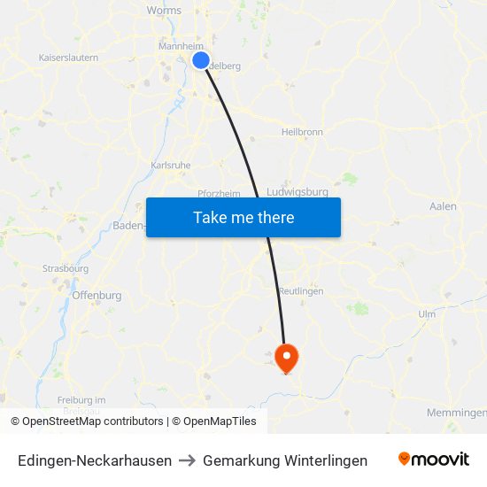 Edingen-Neckarhausen to Gemarkung Winterlingen map