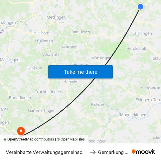 Vereinbarte Verwaltungsgemeinschaft Der Gemeinde Deggingen to Gemarkung Winterlingen map
