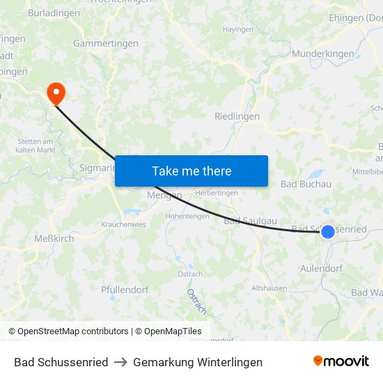 Bad Schussenried to Gemarkung Winterlingen map