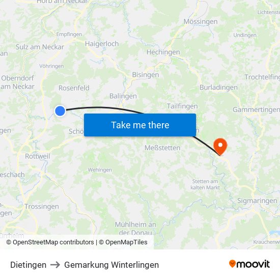 Dietingen to Gemarkung Winterlingen map