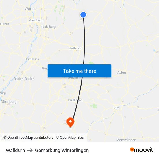 Walldürn to Gemarkung Winterlingen map