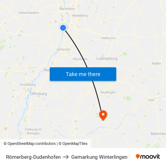 Römerberg-Dudenhofen to Gemarkung Winterlingen map