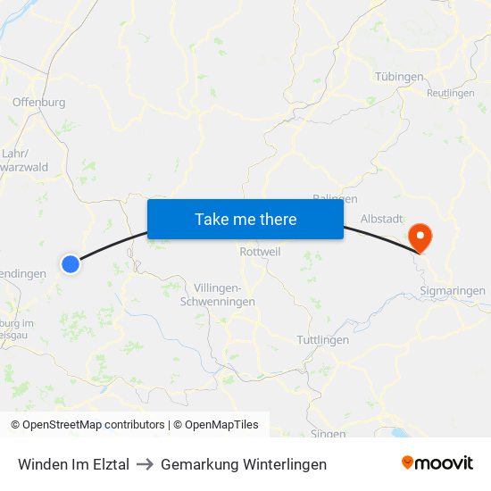 Winden Im Elztal to Gemarkung Winterlingen map