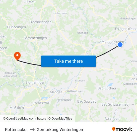 Rottenacker to Gemarkung Winterlingen map