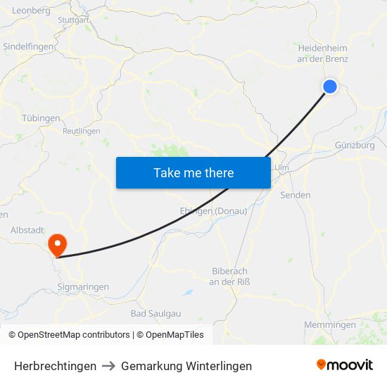 Herbrechtingen to Gemarkung Winterlingen map