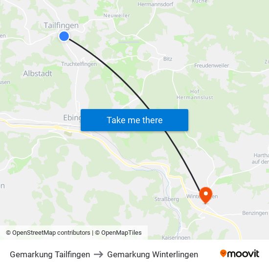 Gemarkung Tailfingen to Gemarkung Winterlingen map