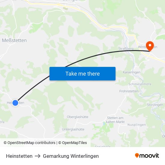 Heinstetten to Gemarkung Winterlingen map