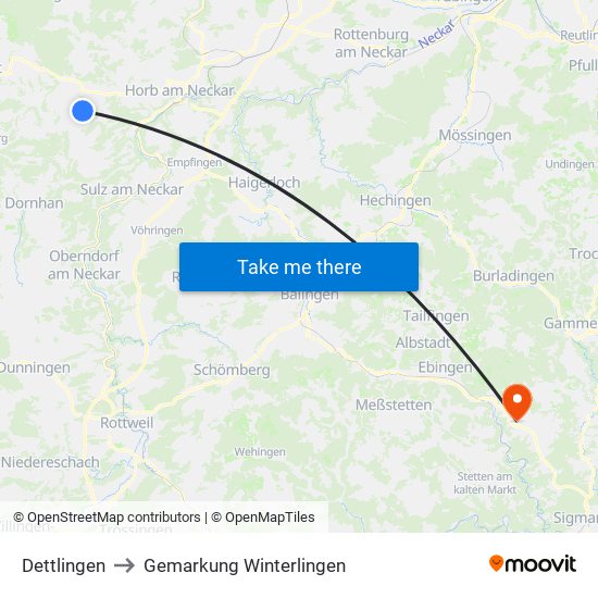 Dettlingen to Gemarkung Winterlingen map