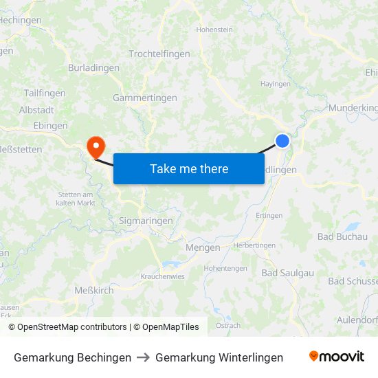 Gemarkung Bechingen to Gemarkung Winterlingen map