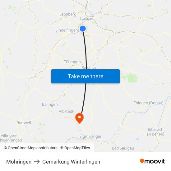 Möhringen to Gemarkung Winterlingen map